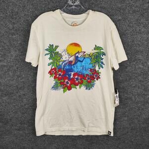 Ever Shirt Mens Medium White Surfer Tropical Hawaiian Floral Pocket Graphic Tee
